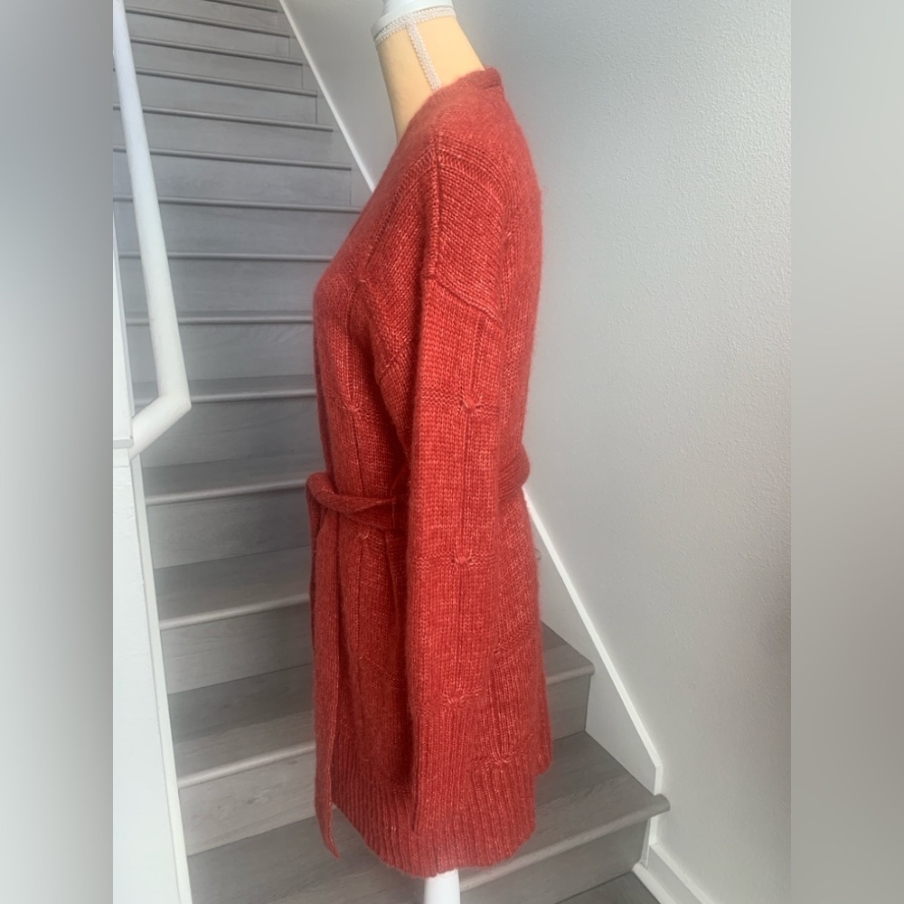 A New Day Rust Orange Knit Cardigan with Belt Sweater - Picture 4 of 7